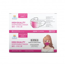 Annie ASTM Level 3 made in Hong Kong Dark Pink disposable mask