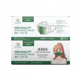 Annie ASTM Level 3 made in Hong Kong Dark Green (Black Filter) disposable mask