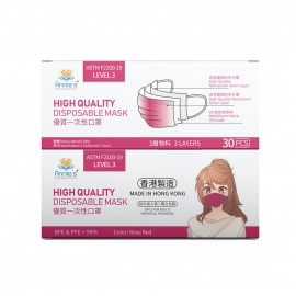 Annie ASTM Level 3 made in Hong Kong Rose Red disposable mask