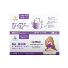 Annie ASTM Level 3 made in Hong Kong Purple disposable mask