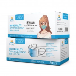 Annie ASTM Level 3 made in Hong Kong blue disposable mask