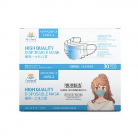 Annie ASTM Level 3 made in Hong Kong blue disposable mask