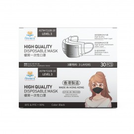 Annie ASTM Level 3 made in Hong Kong Pure Black disposable mask