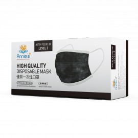 Annie ASTM Level 3 made in Hong Kong Pure Black disposable mask