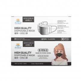 Annie ASTM Level 3 made in Hong Kong Black (White filter) disposable mask
