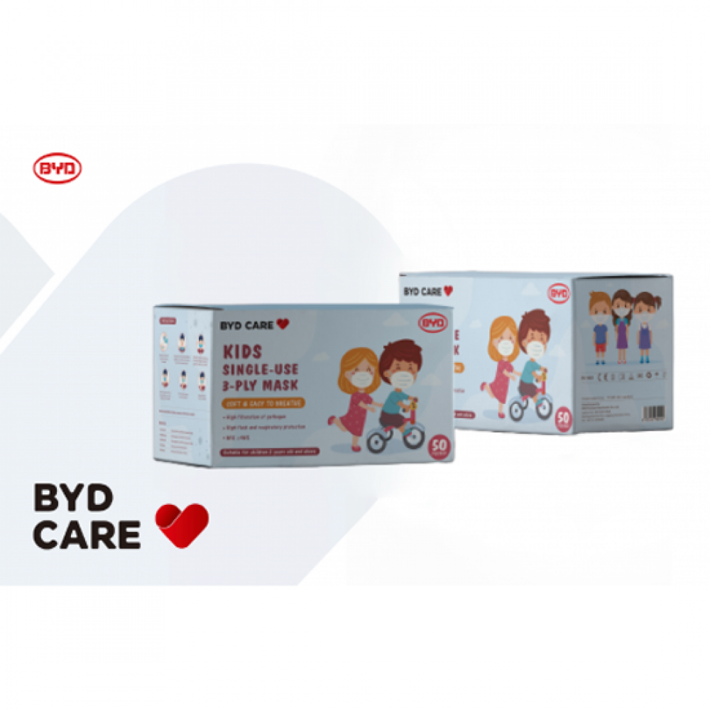 BYD Care Single-use kid Mask (White in color) (Age 3-6) (Out of Stock)