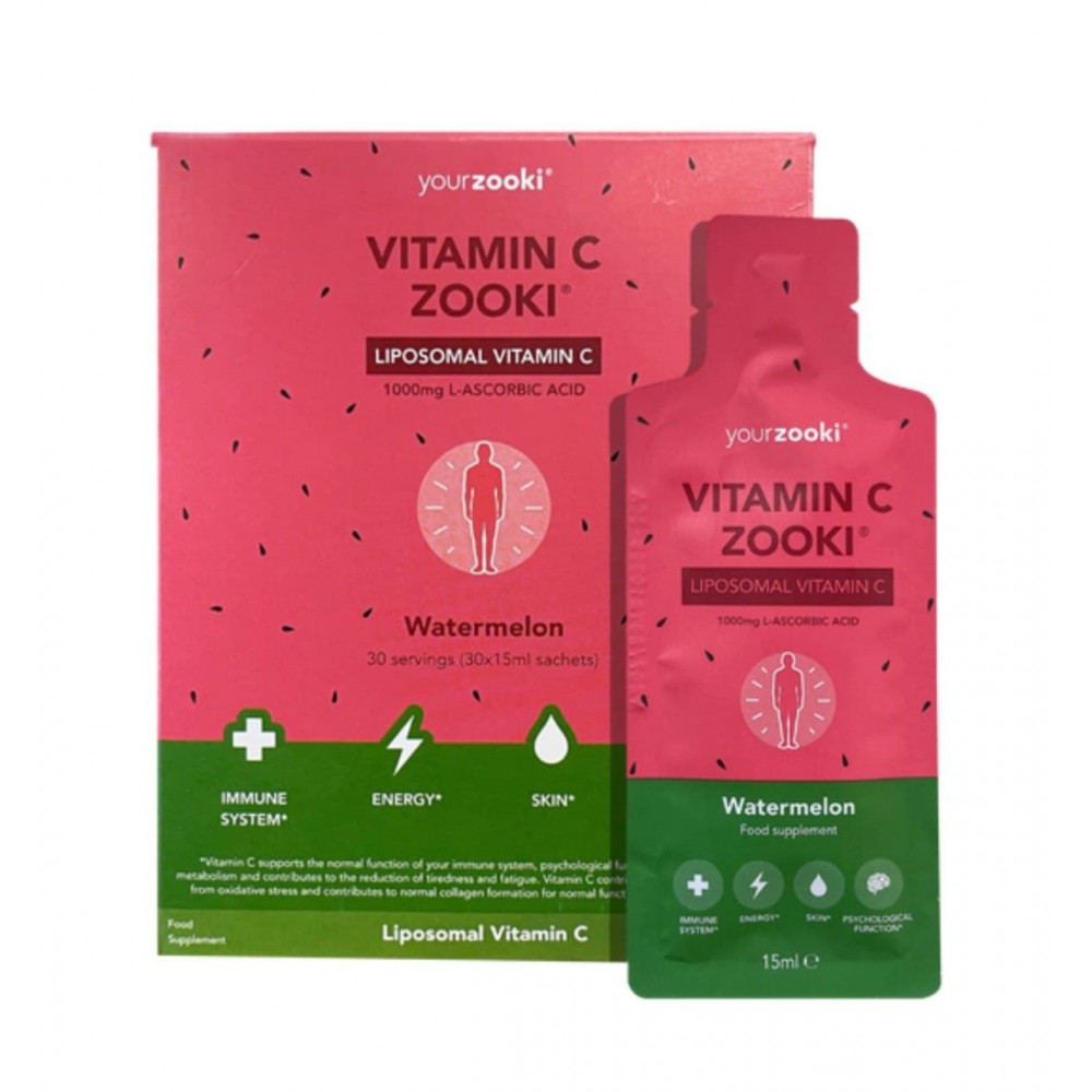 YourZooki Watermelon Flavour Liposomal Vitamin C Zooki™ | YourZooki | 30 (1000mg) Sachets (30Days)